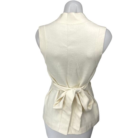 Anthropologie Cream Sleeveless Deep V Neck Pocket Knit Tank Blouse Top Size XS - Picture 2 of 4
